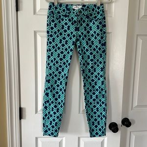 Vineyard Vines Blue Aqua Green Lattice Skinny Stretch Jeans (size 0)